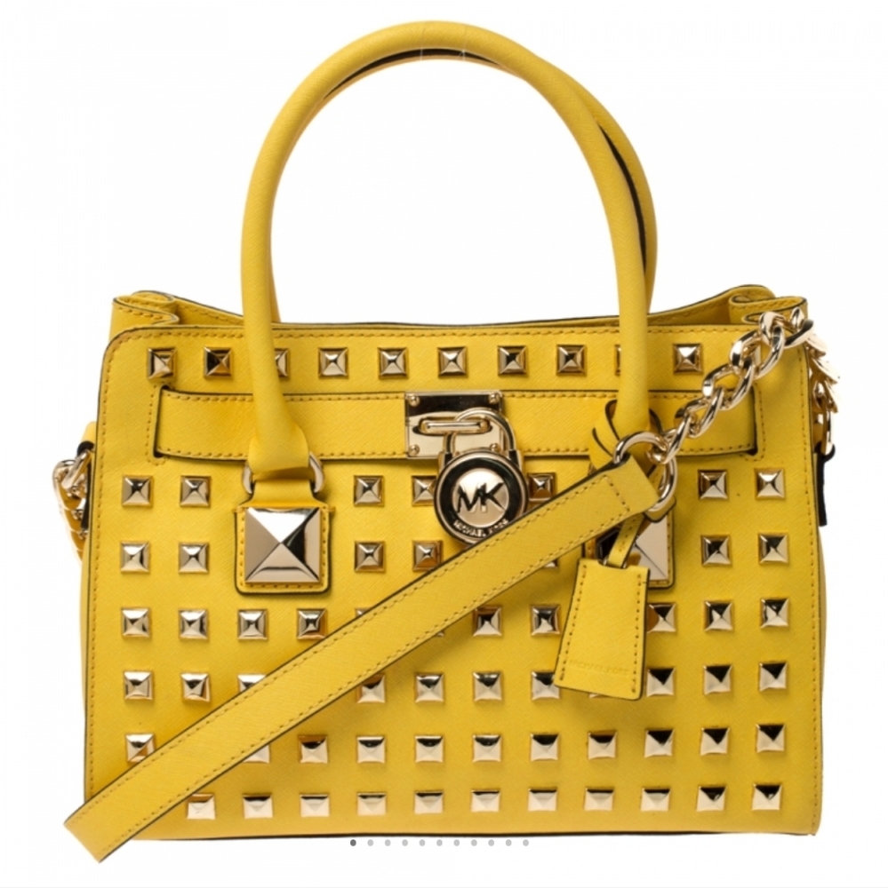 Michael Michael Kors Studded Hamilton Satchel Yellow Limited Edition EUC 💛